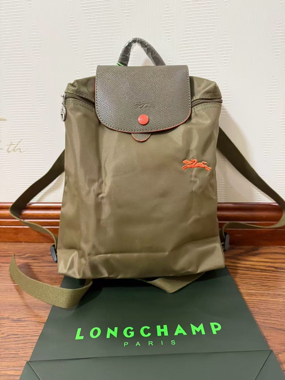 Olive Green Longchamp Le Pliage Club Travel Backpack